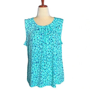 LIZ CLAIBORNE | Womens Round Neck Sleeveless Dots Printed Blouse Plus Size XXL